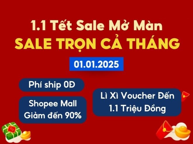 mua sắm giảm giá tháng 1-2025 tại Shopee Việt Nam